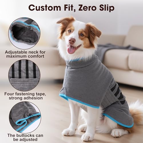 Microfiber Dog Bathrobe, Super Absorbent Dog Drying Coat - Image 2