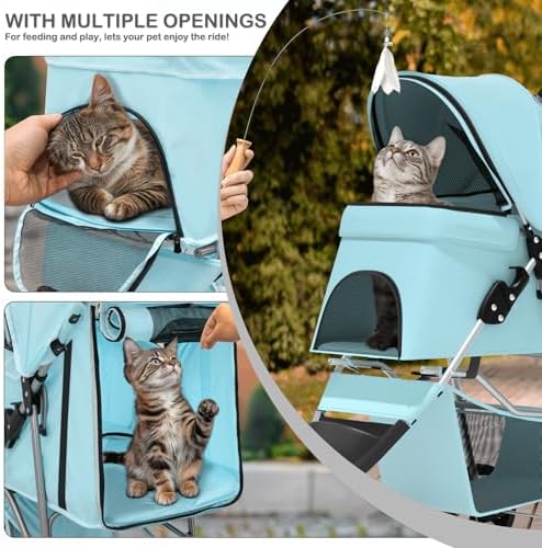 MoNiBloom Pet Stroller for Small/Medium Dogs and Cats, Mint Green - Image 7