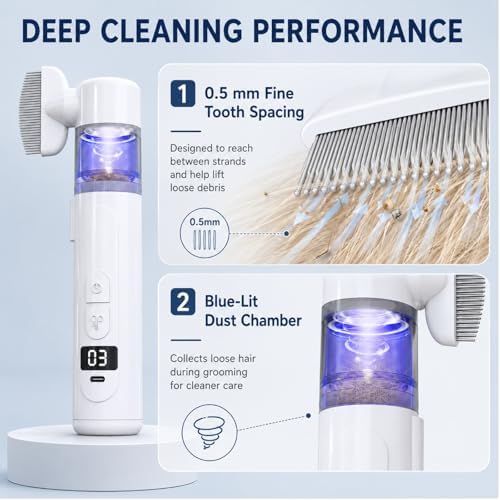 2 in 1 Pet Combs, Electric Pet Brush & Flea Comb, USB Rechargeable Detangling - Image 4