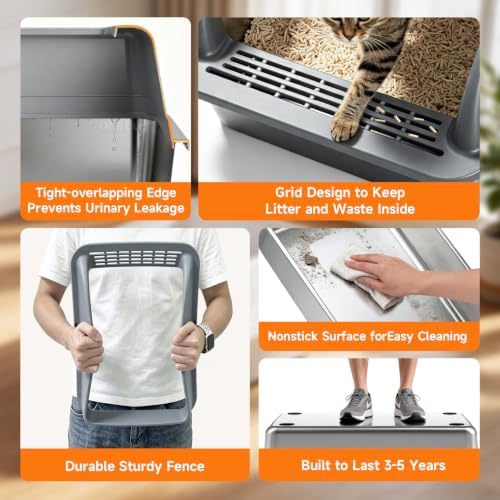 Stainless Steel High-Sided Cat Litter Box - Image 6