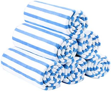 JML Microfiber Beach Towels Set, 6 Pack, Cabana Stripe Blue by JML