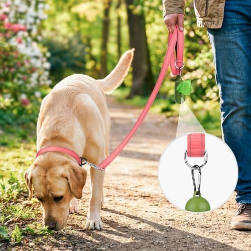 Joytale Reflective Dog Leash for Medium & Large Dogs, 5 FT x 1", Neon Pink - Image 2