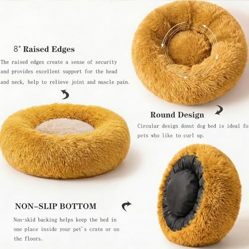 nononfish Soft Plush Dog Bed, Calming Round Pet Bed - Image 5