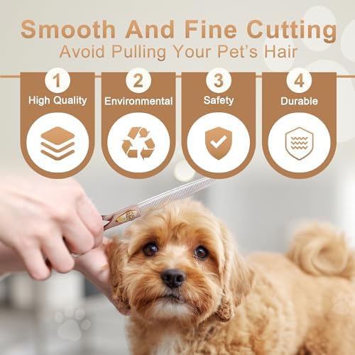 Professional Dog Grooming Scissors Rose Gold 440C Stainless Steel Straight - Image 5