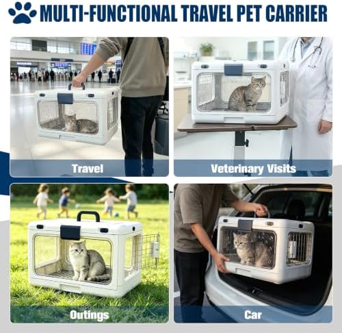 Collapsible Hard Cat Carrier Small Dog Cat Travel Crate Pet Clear - Image 6
