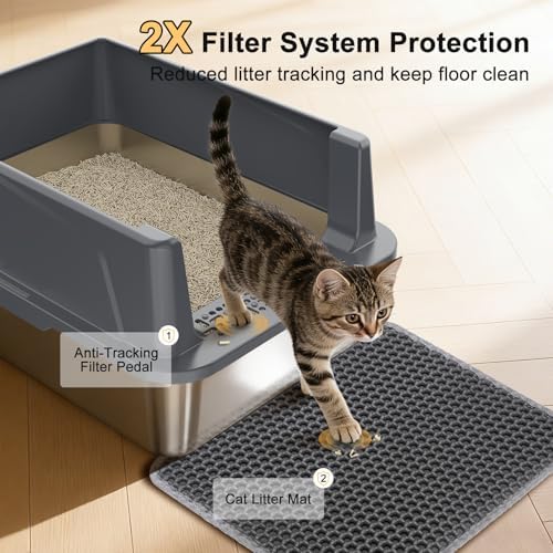 FURTIME Stainless Steel Cat Litter Box, Small Cats Metal Litter Box - Image 3