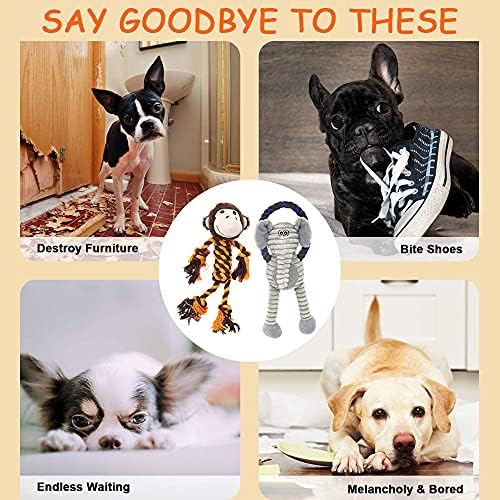 Monkey Rope Dog Toy, Plush Elephant Squeaky Dog Toy, 2 Pack - Image 6