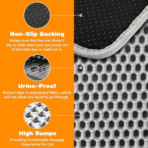 Cat Litter Mat 24"x35", Double Layer EVA litterbox Mat - Image 4