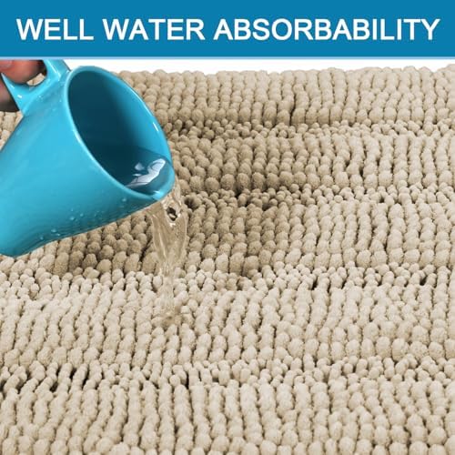 H.VERSAILTEX Bath Rugs for Bathroom Non Slip Bath Mats Thick Chenille Striped - Image 5