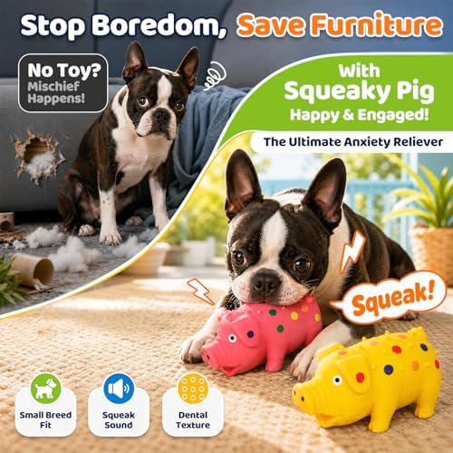 POPLAY 3 PCS Squeaky Latex Grunting Pig Dog Toys, 4 Inch Durable Rubber - Image 5