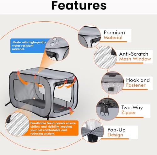 Portable Collapsible Pop Up Kennel, 32.5"L x 19.5"W x 19.5"H - Image 4