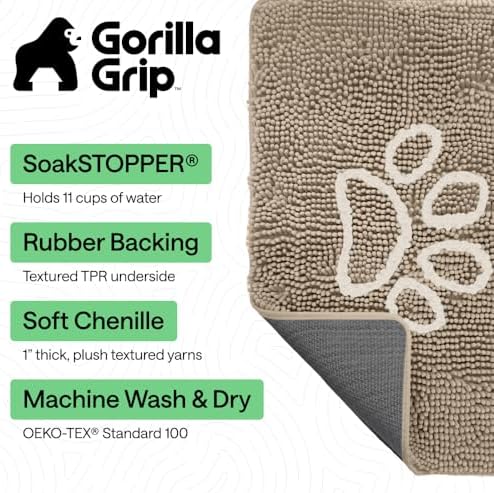 GORILLA GRIP SoakSTOPPER Dog Door Mat, Machine Wash Dry, 30x20 Beige Ivory - Image 3