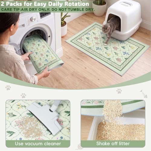 Bienbee Cat Litter Mat, 2 Pack 33" x 22" Machine Washable - Image 6