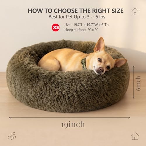 nononfish Donut Dog Bed for Small Dogs, Cozy Round Calming Pet Bed - Image 3