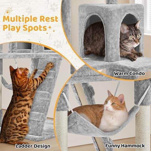 Yaheetech 54in Cat Tree, Light Gray - Image 4