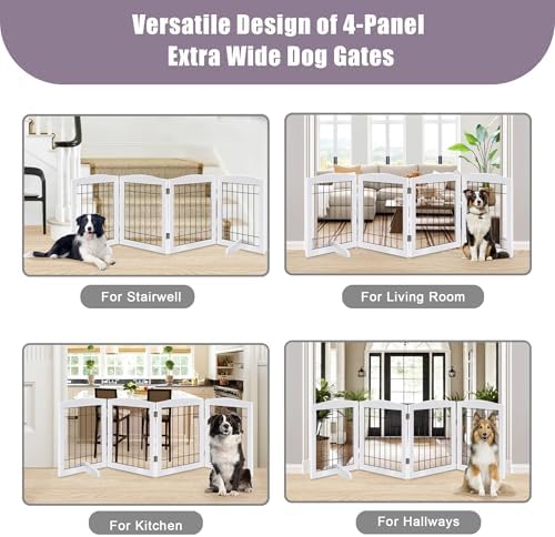 LZRS 4-Panel Freestanding Wooden Dog Gate—Extra Wide 30” Tall Foldable Pet - Image 6