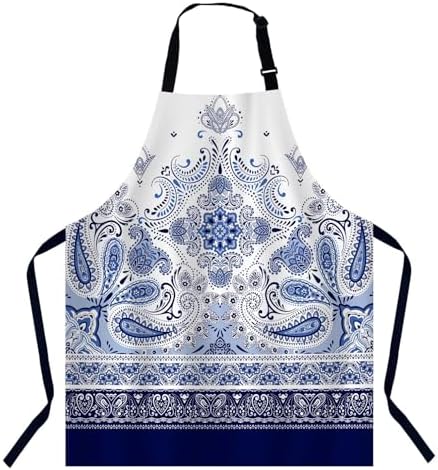 Paisley Pattern Apron Adjustable Neck Bib Apron by Unknown