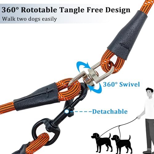 WYuZe 5ft Double Dog Leash Detachable Rope 2 Dog Leash - Image 2