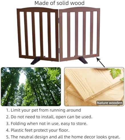 Freestanding Dog Gate Indoor, Doggie Gate Foldable Pet Gates - Image 6