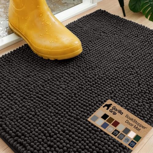 GORILLA GRIP SoakSTOPPER Dog Door Mat, Machine Wash and Dry, 30x20 Black by GorillaGrip