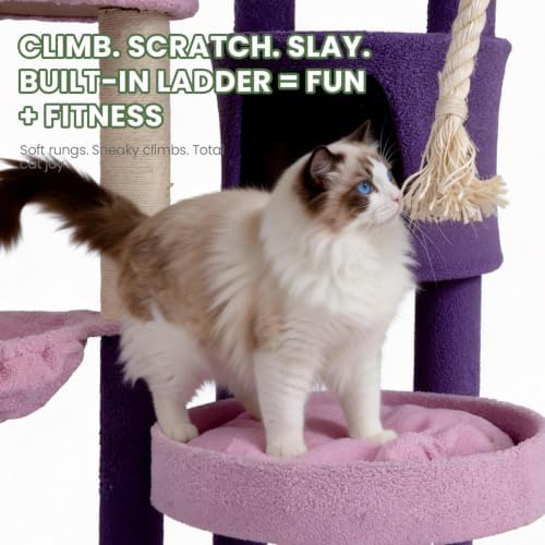 64 Inches Multi Level Cat Tree Tower Indoor Large Cats Furniture - Image 4