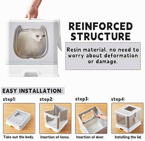 Gefryco Cat Litter Box with Lid, Top Entry Kitten Litter Box with Controlled - Image 5