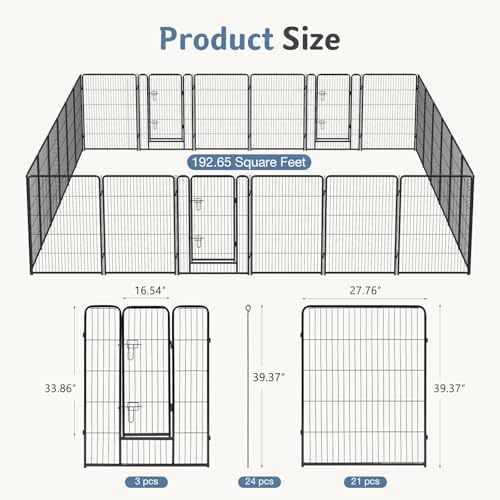 DUMOS Dog Playpen 40 Inch 24 Panels Indoor Outdoor Metal Pet Fence - Image 5