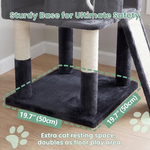Cat Tree, 61 Inch Tall Cat Tower, Diamond-Shaped Cat Cave VCT001G - Image 4