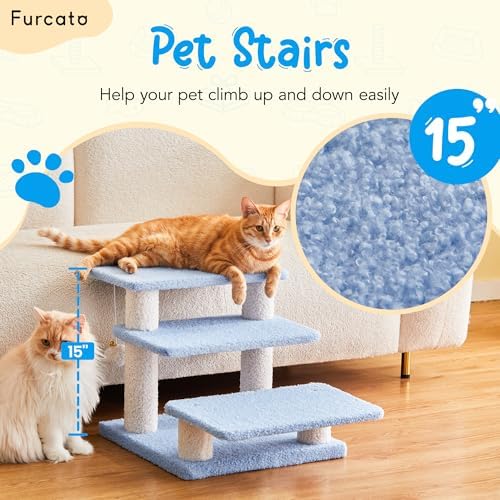 15''H Multi-Step Pet Stairs for High Beds & Sofas, 3-Step Cat Stairs - Image 2