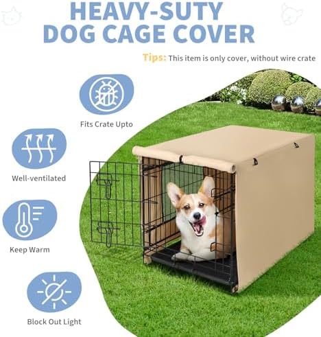 X-ZONE PET Dog Crate Cover Waterproof Kennel Cover, 48 in Beige - Image 5