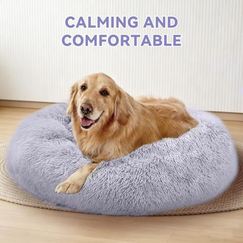 Large Dog Bed, Washable Plush Donut Dog Bed, 36 Inch - Image 6