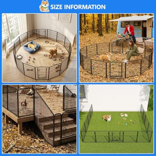 Dog Playpen Outdoor, 40 Inch Height 16 Panels Foldable Dog Pens Outside - Image 3