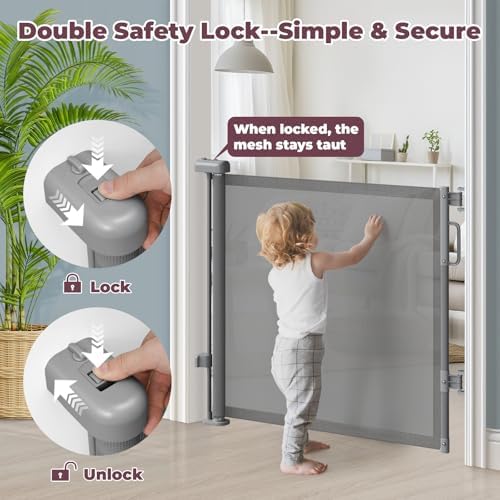 Retractable Baby Gate for Stairs & Doorways, Dog Gate Indoor Outdoor - Image 4