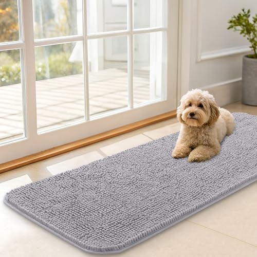 OLANLY Dog Door Mat for Muddy Paws 47x17, Super Absorbent Chenille Mud Mat by OLANLY