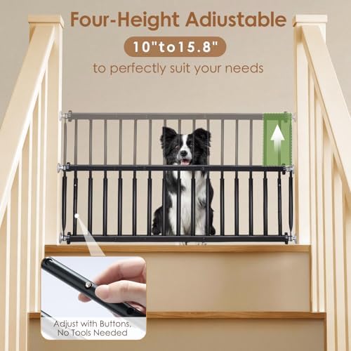 10''-15.8'' Height Adjustable Dog Gate, Extra Wide 18.1"-46" All Metal Short - Image 2