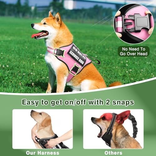 Service Dog Vest Harness and Leash Set+10 Patches, No Pull&Easy Walk Reflective - Image 6