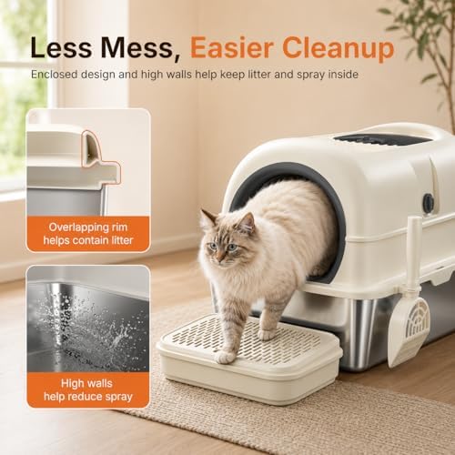 OROLEY XXXL Stainless Steel Cat Litter Box - Image 4