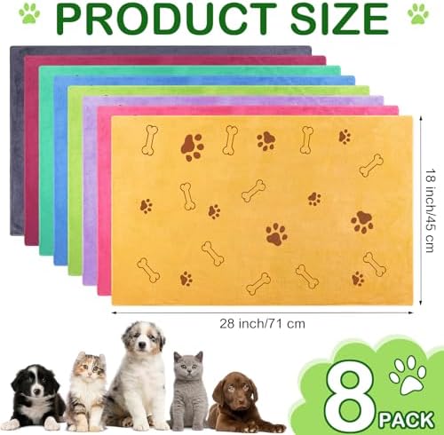 Chumia 8 Pcs Dog Towel for Drying, 18 x 28 Inch, Dog Paw and Bone - Image 2
