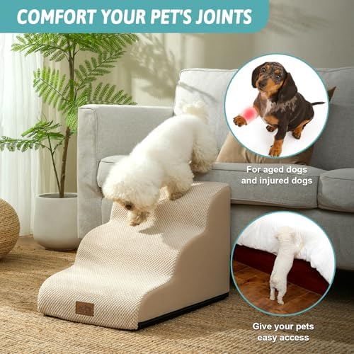COZY KISS Dog Stair for Small Dog 15.7" H, 3 Step Pet Ramp for Couch - Image 3
