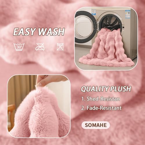 SOMAHE Soft Faux Fur Cat Blanket, Small 22x18 Soft Pink - Image 6