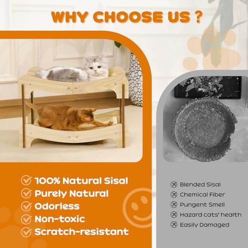 Sisal Cat Scratchers for Indoor Cats, Cat Bed, 23.6 in-Double Layer - Image 5