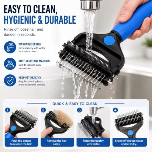 Deshedding Dog Brush，3-in-1 Undercoat Rake - Image 4