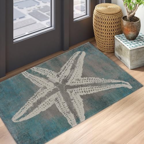 Giwawa Vintage Starfish Bath Rug Coastal Beachy Nautical Bathtub Mat Extra Soft - Image 5