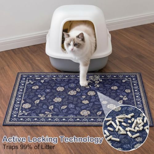 Glittme Cat Litter Mat 47"x35" Non-Slip Washable Trapping Mat - Image 2