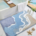 Blue Bathroom Rugs Cute Fluffy Plush Microfiber Absorbent by Cevolyn