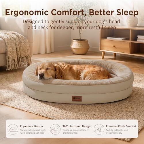 Waterproof Orthopedic Dog Bed for Extra Large Dogs, Light Brown - Image 3