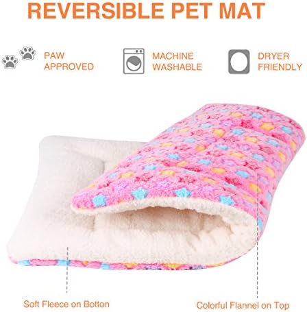 Mora Pets Cat Bed Ultra Soft Dog Crate Pad Star Print 14 x 17.5 inch Pink - Image 3