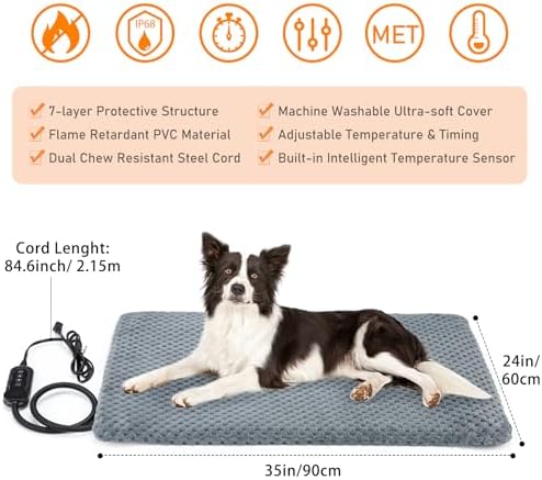 INVENHO Pet Heating Pad, Waterproof Adjustable Temperature Dog Cat Heating Pad - Image 6