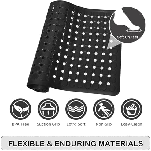 Non-Slip Bathtub and Shower Mats, Power Grip Bath Mat 35 x 16.3 Inch - Image 5
