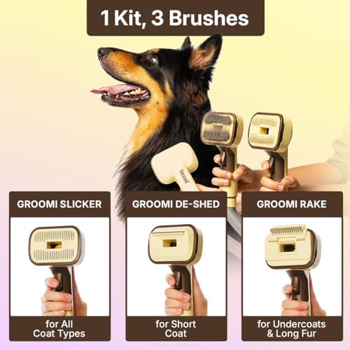 GROOMI Vacuum Pet Brush Kit – 3‑in‑1 Dog & Cat Grooming Tool, Self‑Cleaning - Image 4